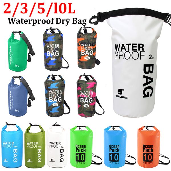 Acessórios de praia 2L3L5L10L À prova d'água Dry Bag Pack Natação Rafting Caiaque Rio Trekking Vela Flutuante Canoagem Sacos de água 230605