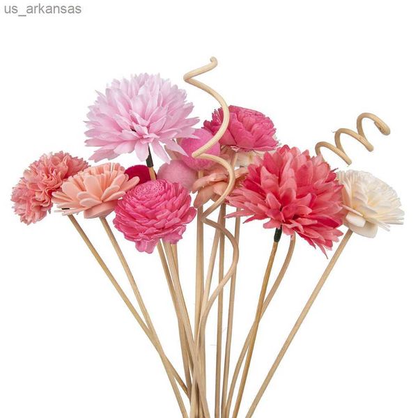 15 PÇS Pink Series Flower Rattan Sticks Fireless Fragrances Reed Difusor Stick Diy Enfeites para Decoração de Casa L230523