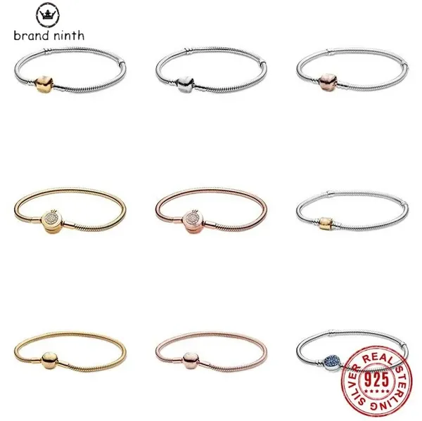 Аутентичная подход браслет Pandora Bracelet Charms Bead Penent Diy Snake Chain Bracelet безопасные часы застежки браслет для женщин DIY Ювелирные изделия изготовления оригинала