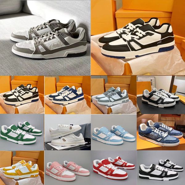 Trainer Sneaker Masculino Sapatos casuais Designer feminino Tênis plataforma Virgils 1 Sapato baixo logotipo branco em relevo denim verde lona vermelho real Preto Luxo tênis masculino RG4