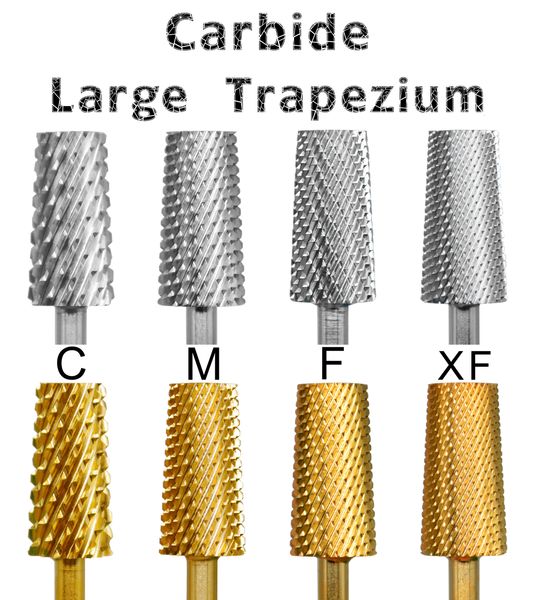 Nail Art Equipment NAILTOOLS 66 Large Trapezium Tapered Barrel Oro Argento Acciaio al tungsteno Fresa al carburo Fresa per unghie Manicure Pedicure 230606