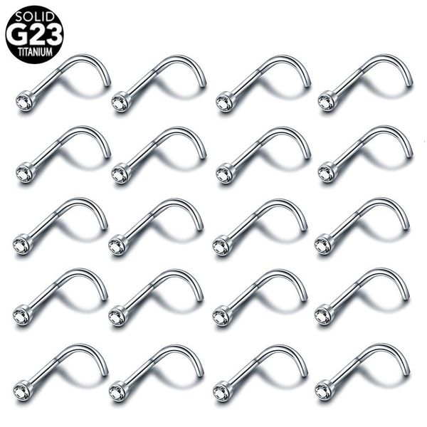 Naso Anelli Borchie 20PcsLot Impianto Naso Stud Narice Piercing Cristallo piatto 20G 18G Vite Orecchino Naso Pircing Nariz 6MM Gioielli per il corpo 230605