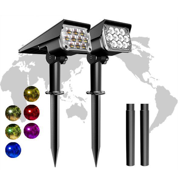 Solarstrahler, 20 LEDs, Solarlandschaft, RGB-Lichter, 3 Farben, wasserdicht, für Rasen, Garten, Hof, Baum, Auffahrt, Terrasse