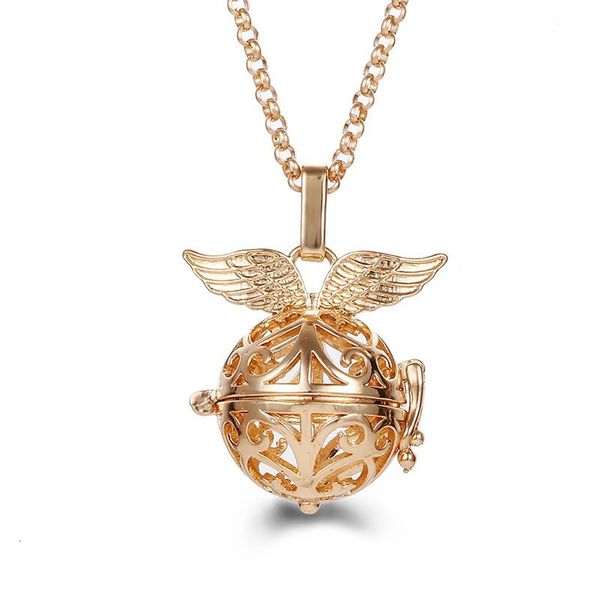 Collane con ciondolo Mexico Chime Angel Wings Music Ball Caller Locket Collana Vintage Gravidanza Collana Aroma Essential Oil Diffuser Gioielli da donna 230605