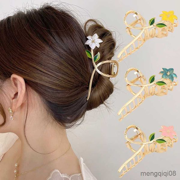 Altri capelli in metallo per donna Eleganti fermagli per capelli con fiori dorati per ragazze Porta forcine Copricapo Accessori per capelli regalo