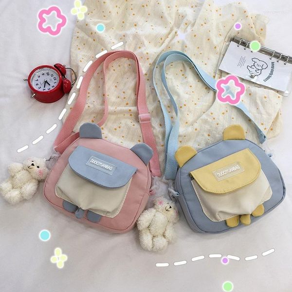 Bolsas de noite femininas fofas de desenho animado urso orelha bolsa de ombro ins verão feminino japonês universitário mensageiro mini bolsa de compras para menina 2023