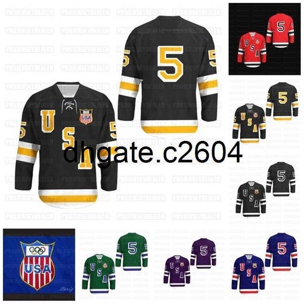 CC2604 C202 Mens Womens Youth Youth 1960 Herb Brooks 5 USA Хоккейная майка с Patch Borizcustom Jerseys Custom Emover Name Имя все сшитые быстро