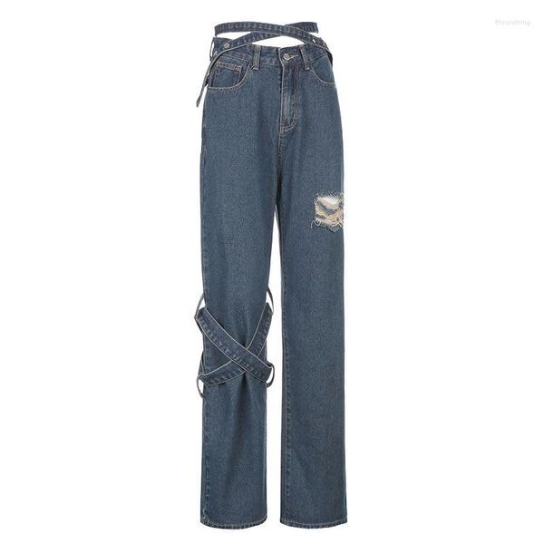 Damen-Jeans, Übergröße, 200 kg, mit Löchern, hohl, Kreuz, hohe Taille, schlankmachend, lässig, gerade, lange Hose, Fett mm