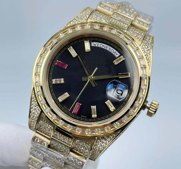 Классические последние 5 стилей полной буриль -бурильщики мужчин 41 -мм алмазной рамки сапфир светящейся авто -дата суперкачественный 118206 Cal. 2813 Автоматические часы для мужчин