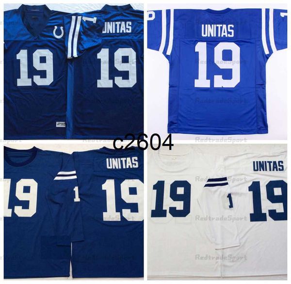 c2604 Vintage 1967 Mens 19 Johnny Unitas Maglie da calcio Camicie cucite a maniche lunghe Ricamo M-XXXL