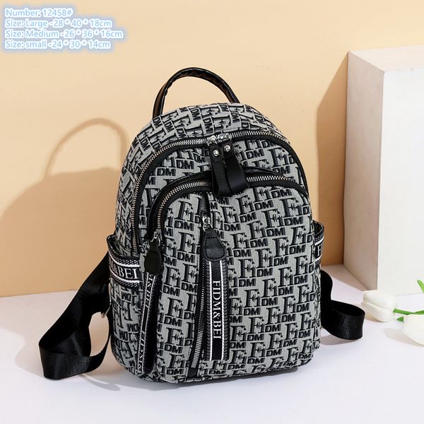 Toptan omuz çantaları 3 güzel dokuma jakar moda el çantası hafif yumuşak harf baskılı boş zamanlar backpack çok zipper bölme deri çanta 12458#