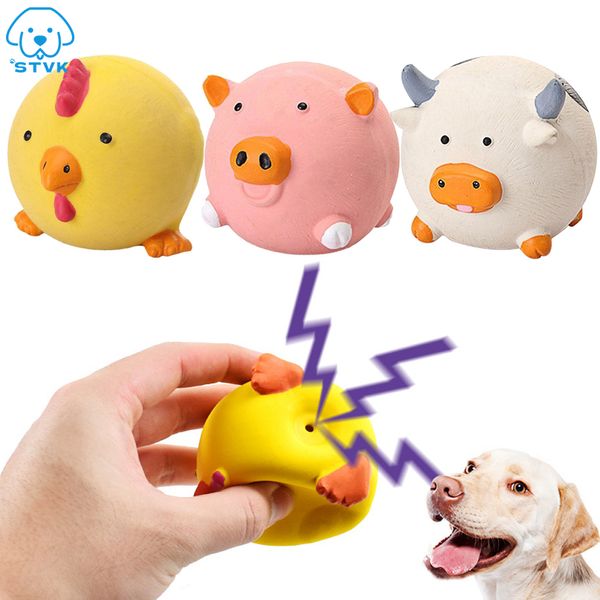 Brinquedo interativo para animais de estimação para cães, gatos, gritos, borracha, frango, porco, vaca, brinquedos para cães, látex, guincho, guincho, mastigar, treinamento, produtos para animais de estimação