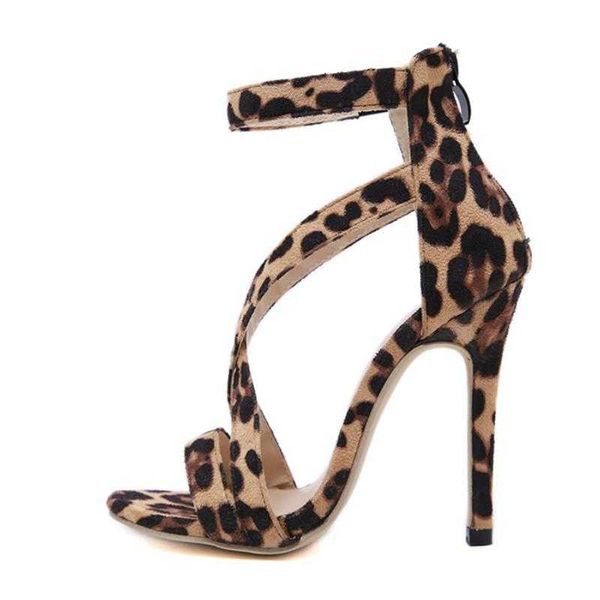 NXY Sandali Summer Gladiator Peep Toe Donna Sexy Party Wedding Pumps Leopard Grain Tacchi alti Scarpe firmate 230511