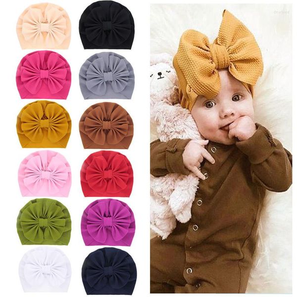 Cappelli Cute Born Baby Caps Infant Toddler Girl Cotton Bow Beanie Hat Warm Knitted Fashion Kids Accessories