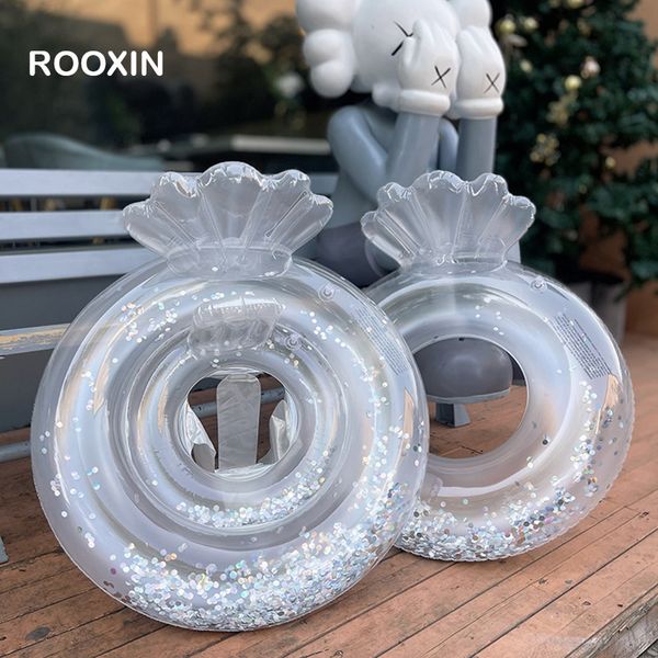 Flutuadores infláveis tubos ROOXIN Clear Shell com encosto piscina flutuador anel de natação do bebê tubo de jogo de água assento círculo de natação brinquedos de festa 230605