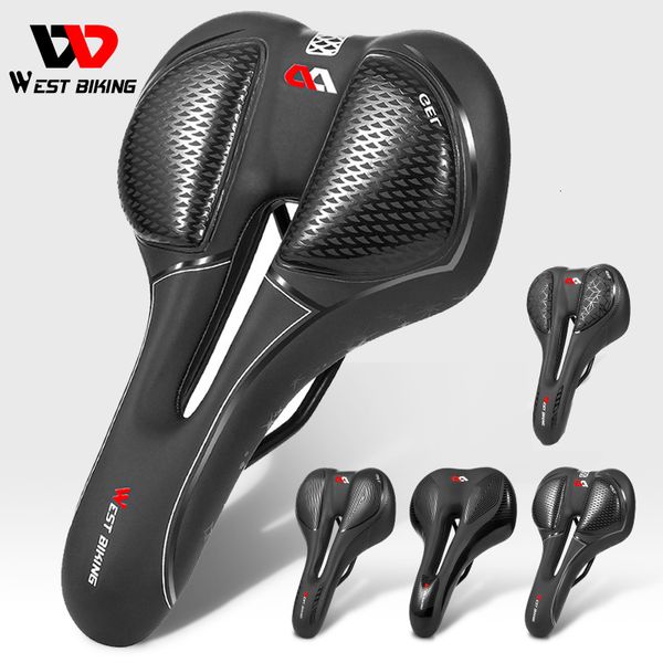 Selle per bici WEST BIKING Sella per bicicletta Sella per bici da strada MTB Sella per mountain bike Sella da corsa PU Sedile morbido traspirante Cuscino ergonomico 230606