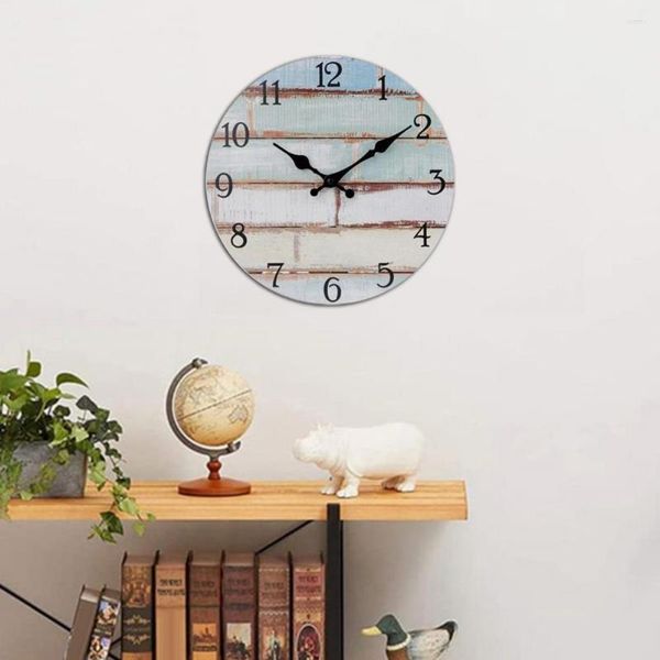 Relógios de parede Relógio de madeira de 10 polegadas Rústico Instalação de fácil leitura Operado por bateria Silencioso Sem tique-taque Decoração de casa