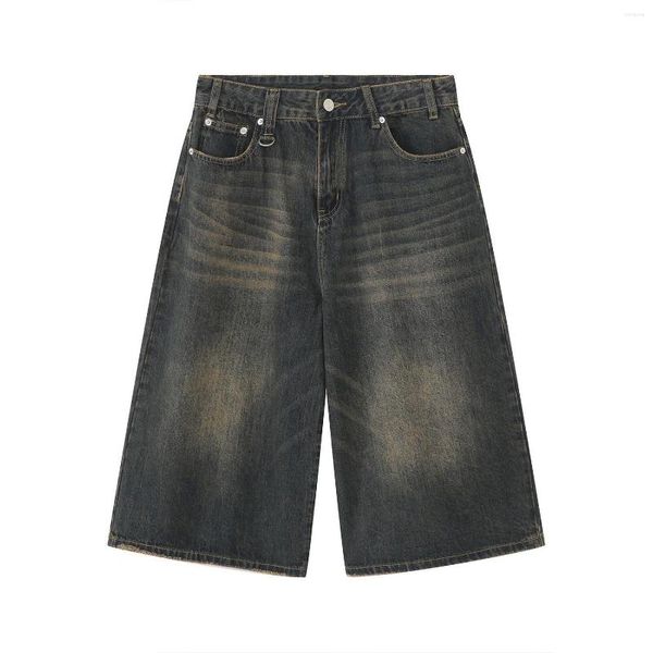 Jeans masculinos Firmranch 2023 Jorts folgados azuis para homens mulheres de tamanho médio de tamanho médio nono calças de jeans 776