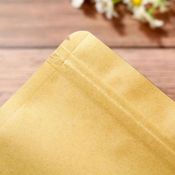 Новые крафт-коричневые плоские пакетные пакеты экологически чистые блюда упаковка мешки на молнии мешочки для алюминиевой фольги