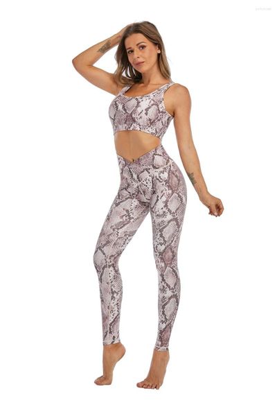 Set attivi Completi da allenamento senza cuciture da donna 2 pezzi Crop Tank Leggings a vita alta Top da yoga ad asciugatura rapida Set per sport atletici