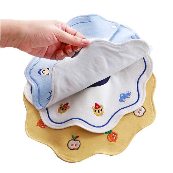 Bavaglini Burp Cloths Cotone impermeabile moda girocollo tessuto per bambini Bavaglino floreale a 360 gradi G220605 buono