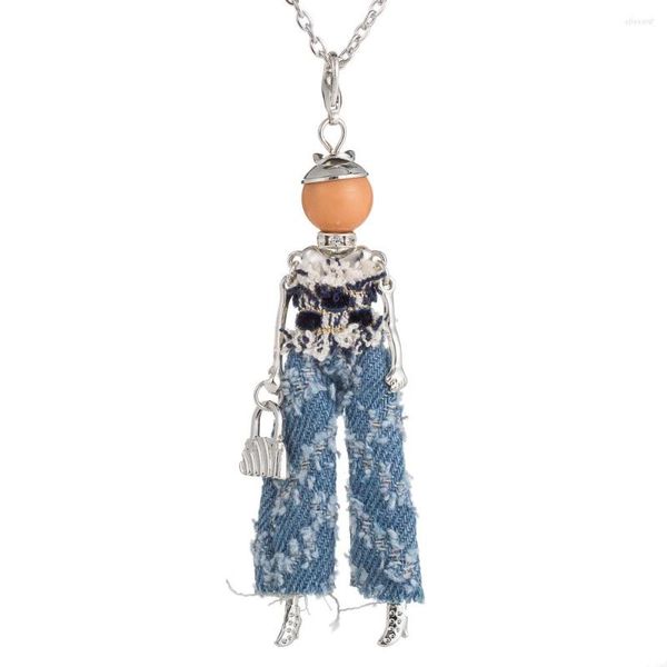 Collane con ciondolo Europa e America Jeans Bambola Collana Abito Trendy Catena lunga Halloween Per gioielli moda donna 2023