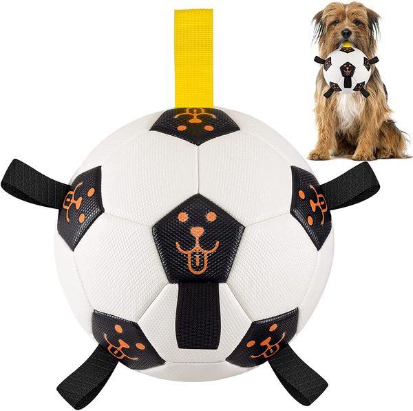 Bola de futebol para cachorro ATUBAN, Brinquedos de bola para cachorro com abas para agarrar, Brinquedo interativo para cachorro em ambiente interno, Brinquedo de água para animais de estimação para pastor australiano