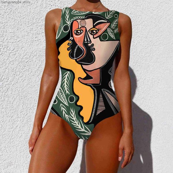 Kadın Mayo Tek Parça Mayo Kadın Mayo Monokini Yüzme Takım Retro Vintage Banyo Takım Plaj Giyim İnce Yüzme Giyim S ~ 2XL T230606