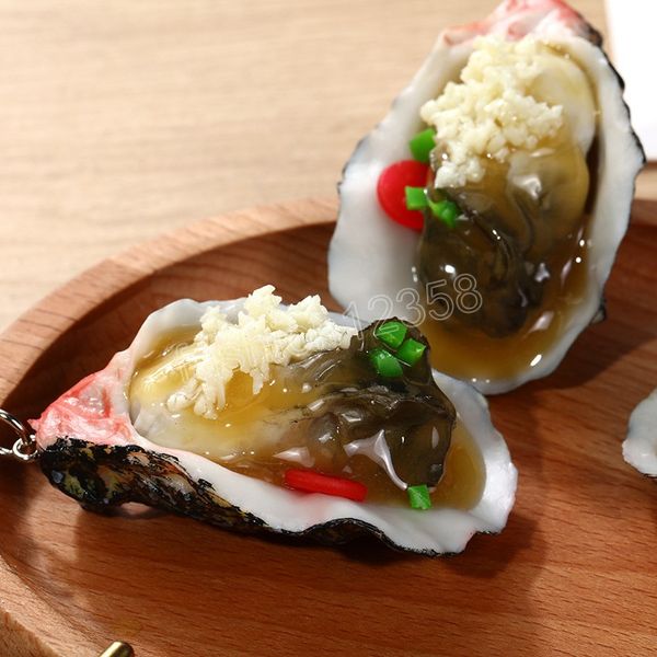 Creative Cartoon Pvc Oysters Food Model Key Chains Chains для женщин для женщин -морепродуктов серия серии «Кольцо ключ»