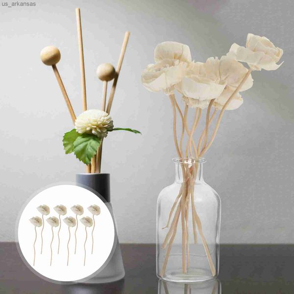8 Stücke Tong Gras Blume Weiße Künstliche Rosen Aroma Diffusor Rattans Sticks Parfüm Ätherisches Öl Reben Braut Reed L230523