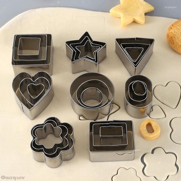 Conjunto de formas de mini cortador de biscoitos - 24 moldes pequenos para cortar massa de pastel Torta Crosta de frutas Flor Coração Estrela Ferramenta geométrica