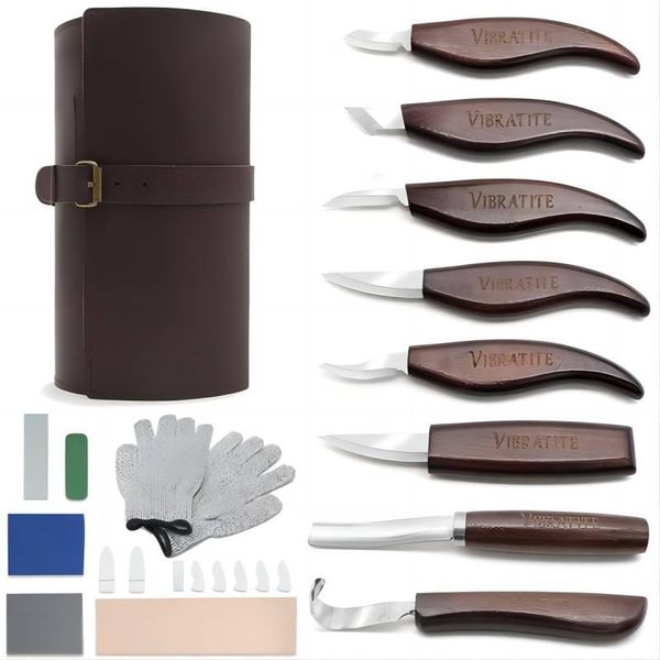 Beitel Holzschnitzwerkzeug-Set, Messer-Set mit Schnitz-Detailmesser, Schnitzmesser, Holzbearbeitungs-Set für Anfänger und Schreiner-Experten