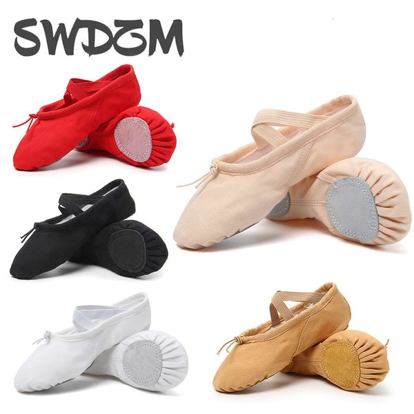 Flat Shouse Girls Ballet Shoes Canvas Flat Ballet Dancing Slippers Dance Shoes для взрослых женщин Дети Дети Классическая Сплит-Склейная Мягкая кожа 230605