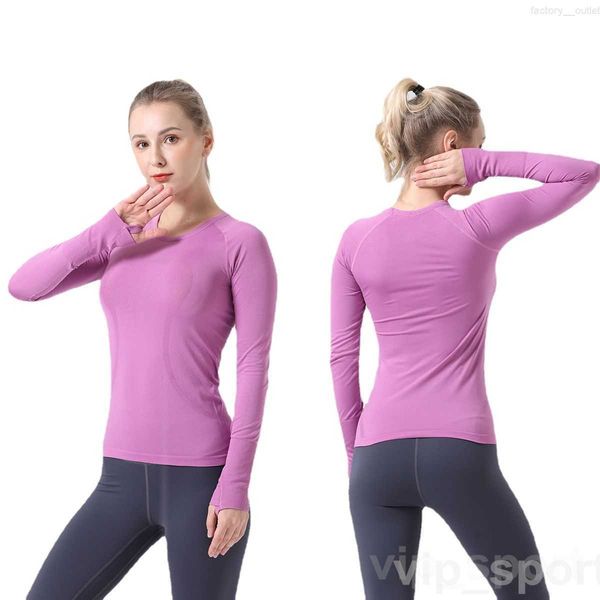 Yoga uzun kollu spor kadın tshirt sıkı antrenman hızlı teknoloji tam streç spor salonu t-shirt elastikiyet jogging üstler popüler düz renkli tee kız