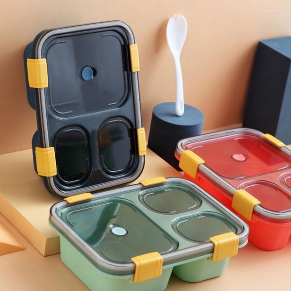Conjuntos de louça lancheira de plástico 3/4 grades seladas Bento prato divisório para microondas seguro portátil para crianças adulto escola escritório cantina