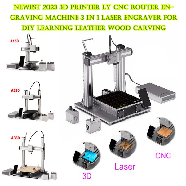 Neueste 2023 3D Drucker LY CNC Router Gravur Maschine 3 in 1 Laser Graveur Maschine Für DIY Lernen Leder Holz schnitzen