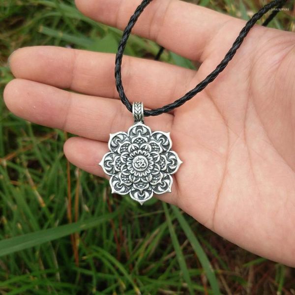 Collane con ciondolo LANGHONG 1 pz Lotus Tibet Collana Spirituale Mandala Geometria Amuleto Gioielli Religiosi