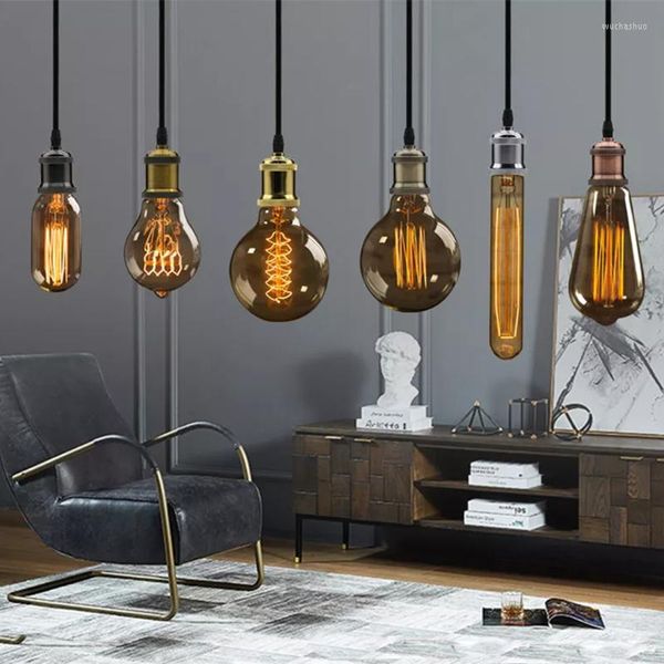 Kolye lambaları Modern Alüminyum Işıklar E27 Lamba Tutucu Led Akkor Vintage Retro Edison Ampul Kapalı Dekor Asma