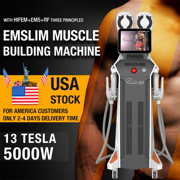 Abnehmen 4 Griffe 13 Tesla Ems elektrische Muskelstimulation Emslim Maschine Neo mit RF