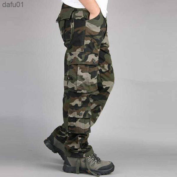 Pantaloni mimetici Uomo Casual Camo Pantaloni cargo Hip Hop Pantaloni Streetwear Pantalon Homme Pantaloni tattici militari multitasche L230520