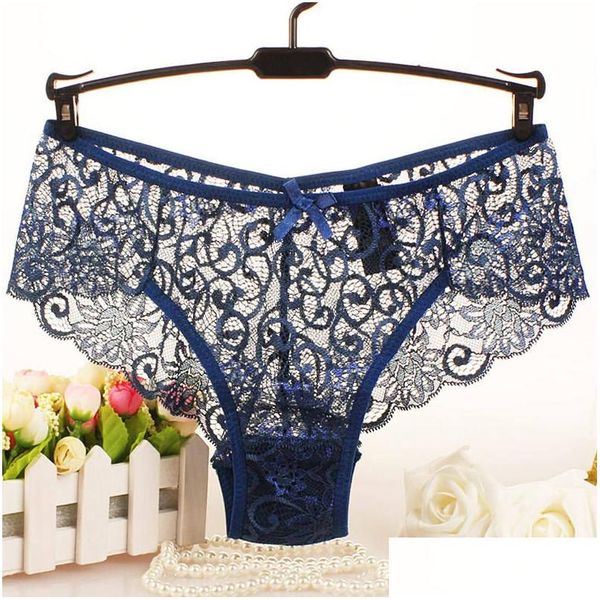 Mutandine da donna Slip sexy in pizzo Biancheria intima Bowknot See Through Lingerie Abbigliamento donna Drop Delivery Apparel Womens Dhaor