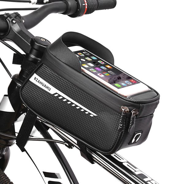 Panniers Torbalar Bisiklet Torbası Çerçeve Ön Tüp Bisiklet Çantası Yansıtıcı 6.5in Telefon Kılıf Dokunmatik Ekran Telefon Pannier MTB Dağ Bisiklet Aksesuarları 230606