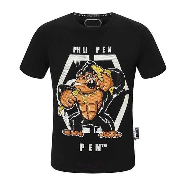 Phillip Plain Summer Men's T-shirts Camisas de Designer de Moda para Homens Tops Qp Cartas Bordadas Roupas Masculinas Femininas Camisetas de Manga Curta 3 Xeu6 4BU9