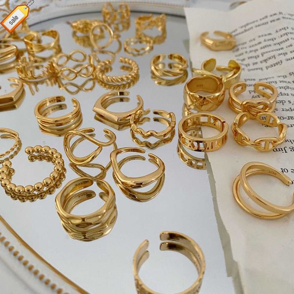 commercio all'ingrosso 18K oro placcato in stile europeo e americano retrò anello dito indice aperto fabbrica multi-stile a buon mercato