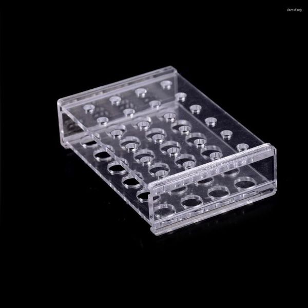 Supporto per rack per tubi di prova Diametro 11 mm Materiale scolastico Attrezzatura da laboratorio Plastica 24 fori Tubo centrifugo trasparente da 1,5 ml