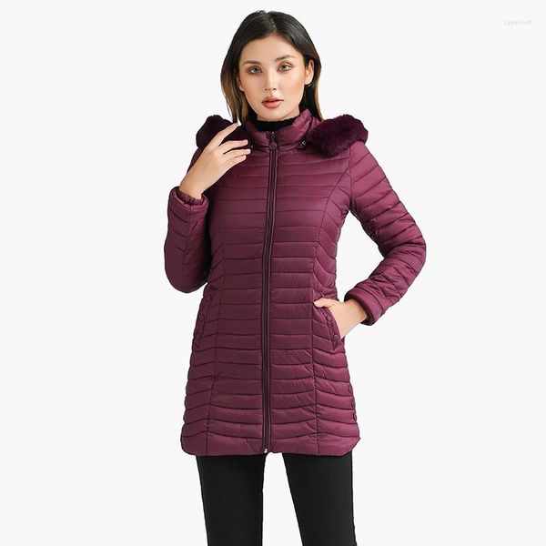 Gabardinas Femininas SANTELON Winter Long Parkas For Women Ultralight Padded Puffer Jackets Casual Com Capuz De Pele Quente Quente Leve