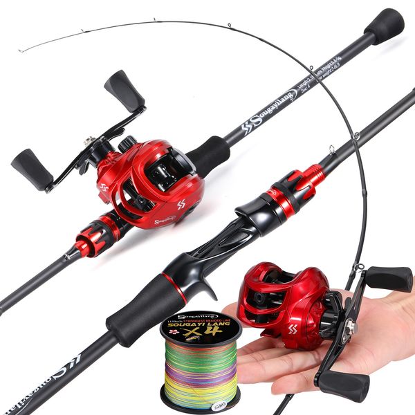 Rod Reel Combo Sougayilang 2.1m Casting Fishing Rod and Reel Set 0.8-5g Lure Weight Carbon Fiber Bass Fishing Rod and 7.2 1 Baitcasting Reel 230606