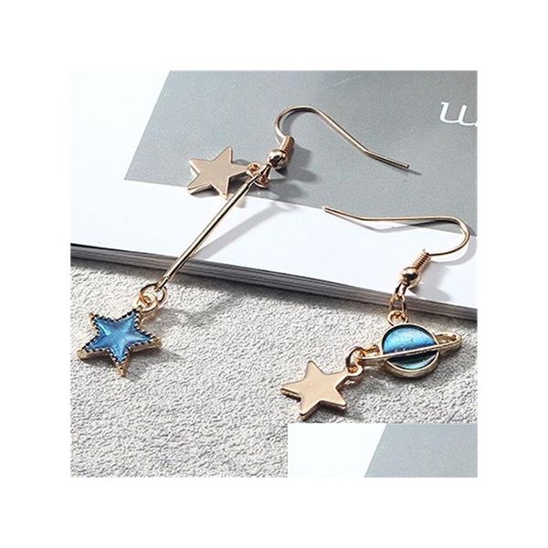 Ciondola Lampadario Universo Star Moon Orecchini Cartoon Girls Women Ear Rings Gioielli di moda Regalo Will And Sandy Drop Delivery Dhvyb