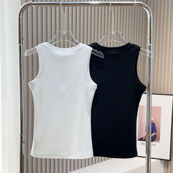 Tank-Top für Damen, Designer-T-Shirts, Weste, Crop-Top, Tank-Designer-Top für Damen, Designer-T-Shirt für Damen, Stickerei-Applikation, Perlen, Schleife, Knopf, Spitze, Druck, Strass, Weste, T-Shirts