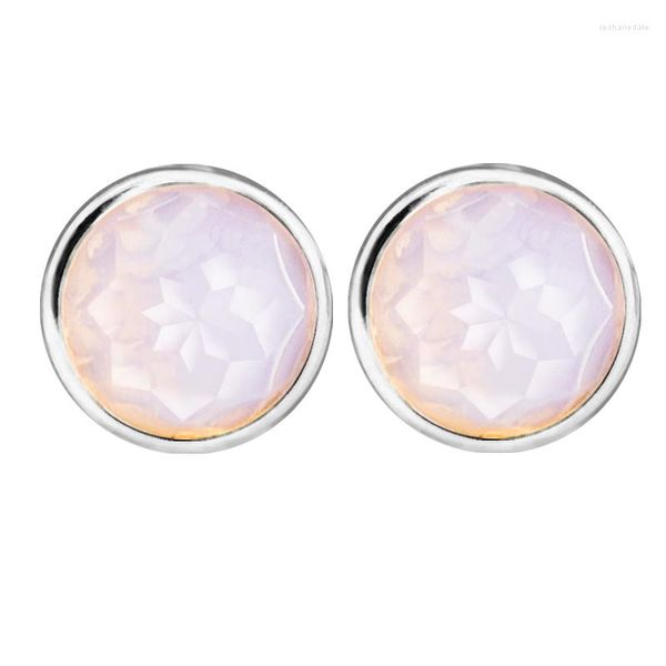 Orecchini a bottone Goccioline di ottobre Gioielli in argento sterling con cristalli rosa opalescenti Gioielli in argento 925 per donna